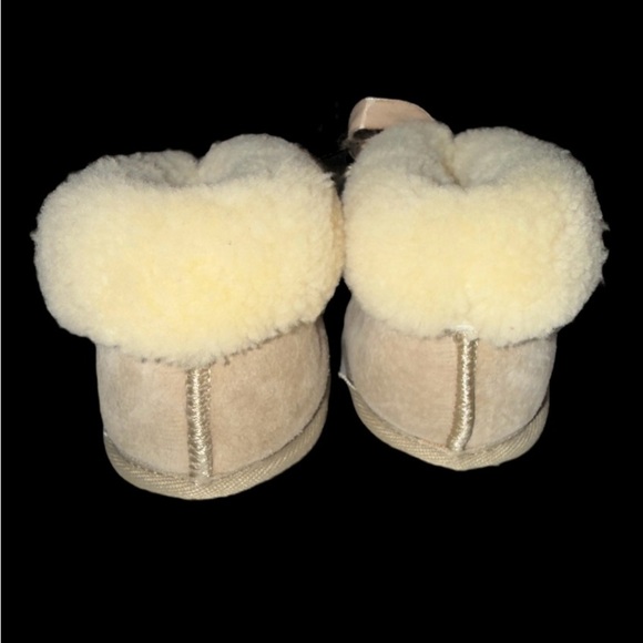 Sheep Shearling Lined Beige Baby Booties, Size S - Picture 3 of 4